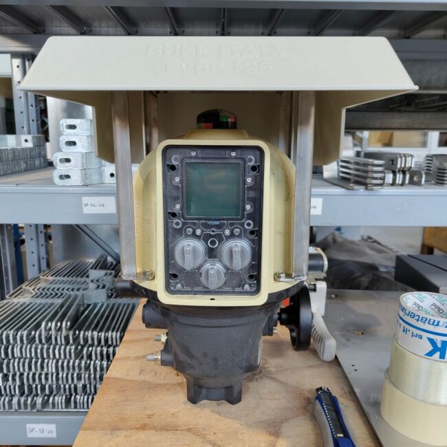 GRP sunshade on electrical actuator