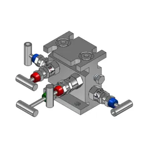 5-Valves Manifold Direct Mounting X Flanged C/W Fixing Holes 5D3MH